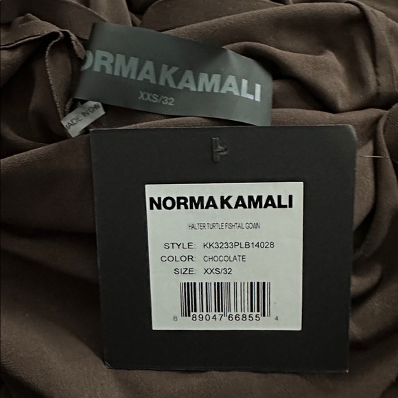 NWT Norma Kamali Halter Turtle Fishtail Gown in Chocolate Size XXS $195 - Picture 10 of 10